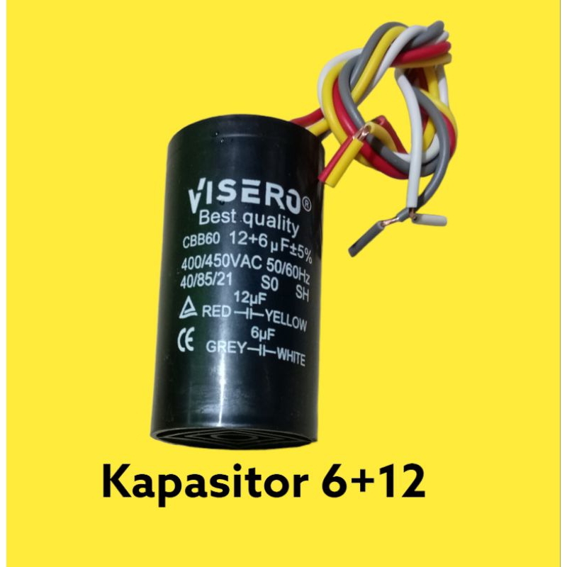 Capasitor mesin cuci 6uf + 12 uf