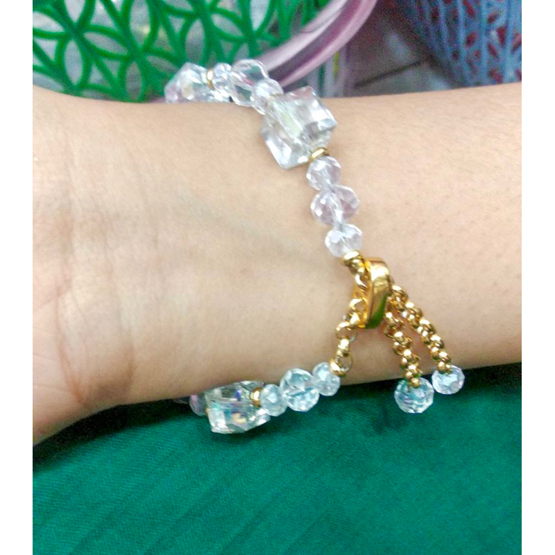 gelang titanium serut kristal