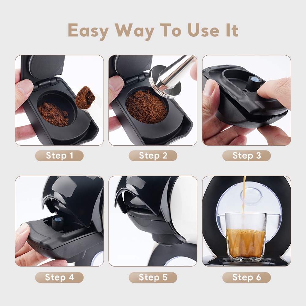 iCafilas Adapter Kapsul Kopi Reusable untuk Mesin Dolce Gusto Lumio - PA66 - Black