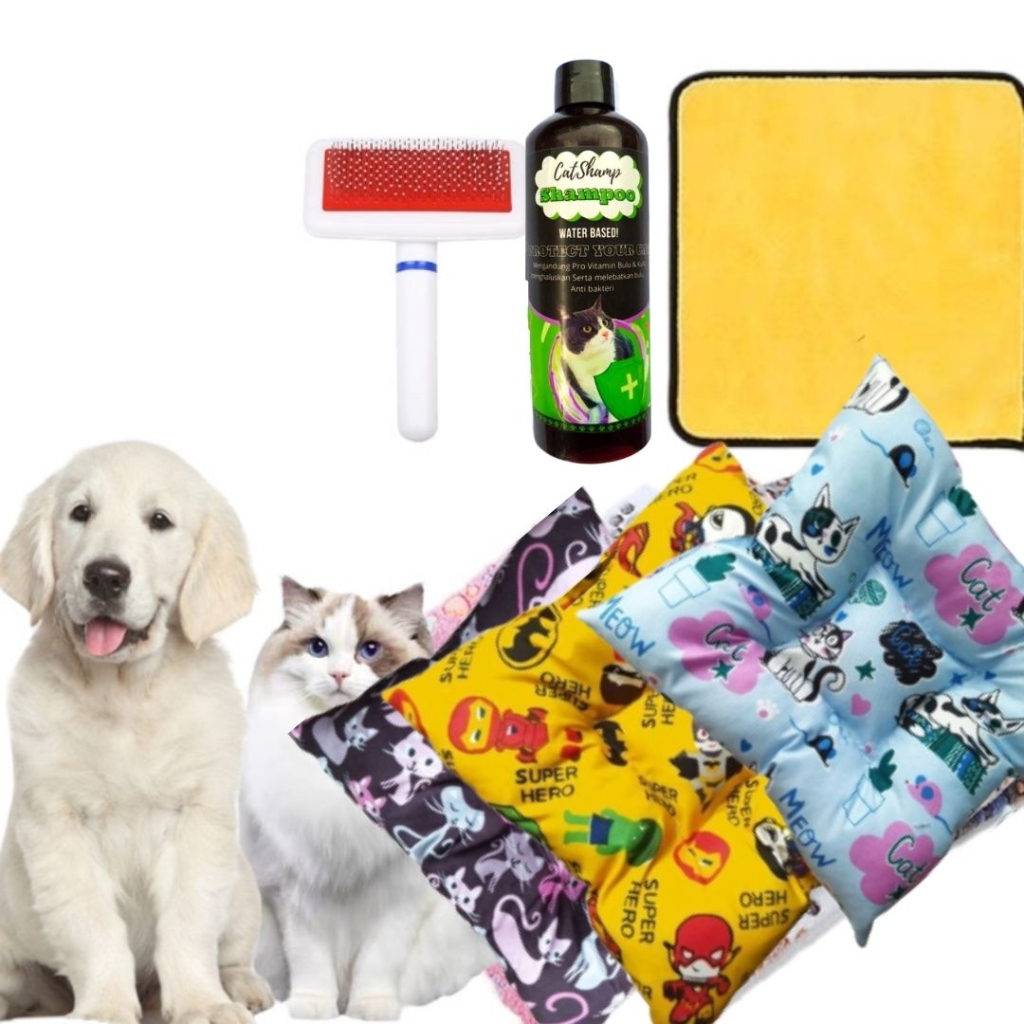 PAKET ANAK KUCING ANJING HANDUK ANJING KUCING PET SHAMPOO SAMPO PETBED PAKET GROOMING FEFARM