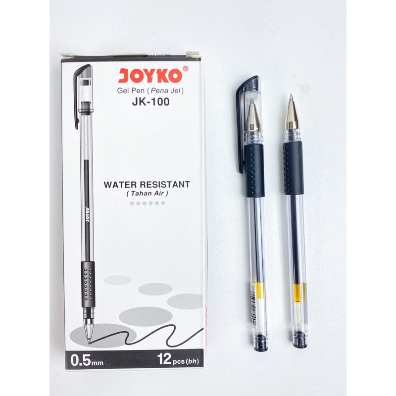 (1 pack ) isi 12 pcs / PULPEN JOYKO JK 100 / PEN GEL JOYKO / PENA GEL JOYKO HITAM