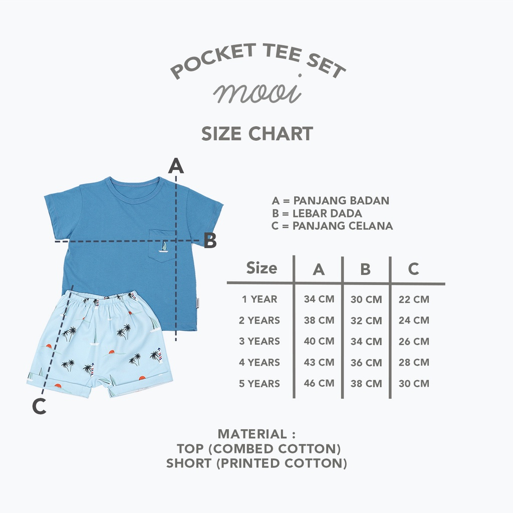 JUST BORN Baju Pendek Kancing Bayi Warna Putih / Mooi Tshirt Pocket Tee Setelan Kaos Anak