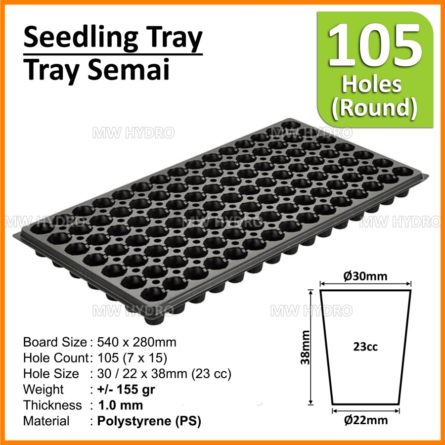 Tray semai 105 lubang model Bulat Clean stok Harus 4 pcs