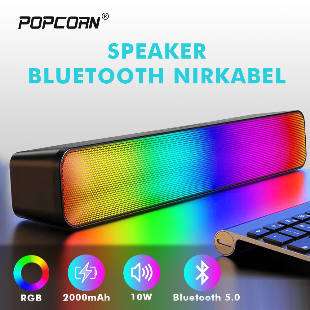 Popcorn Speaker Bluetooth Soundbar Wireless Multifunction RGB Desktop Bluetooth Speaker Built-in 2000mAh Battery