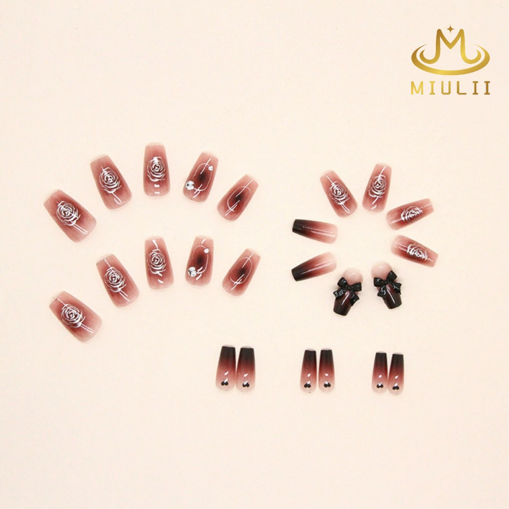 MIULII / KUKU PALSU A0749  / 24PCS / 3D / NAIL ART / PREMIUM / CUTE / FREE LEM JELLY / KUTEK