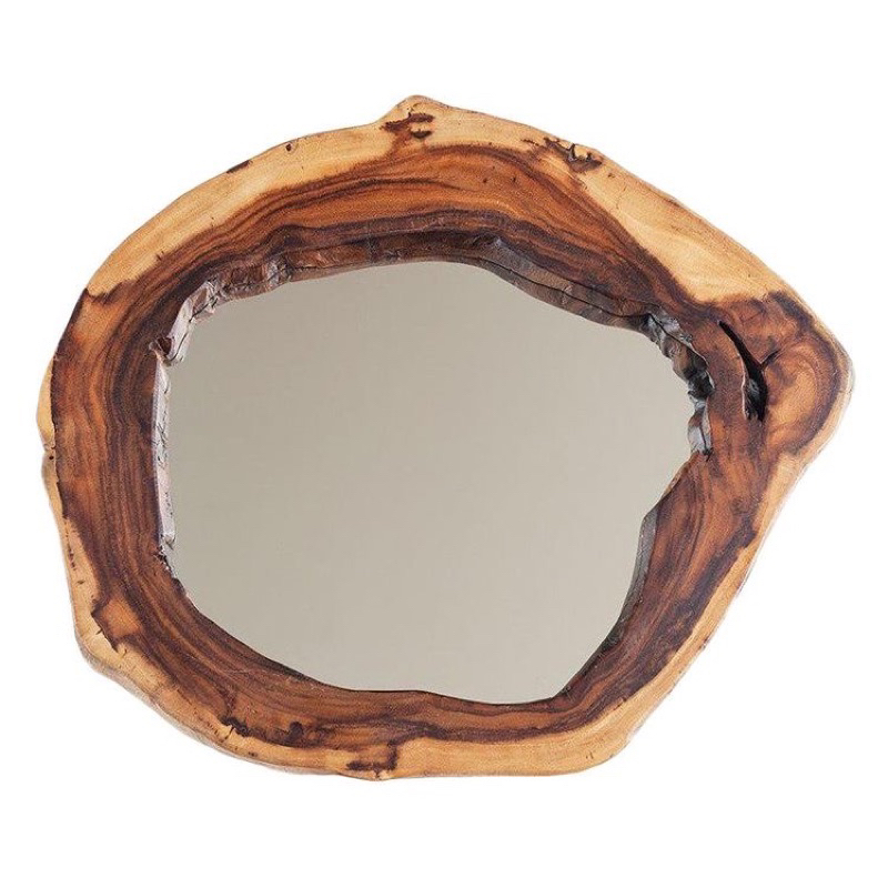 CERMIN BULAT DINDING KAYU MINIMALIS KACA KAMAR