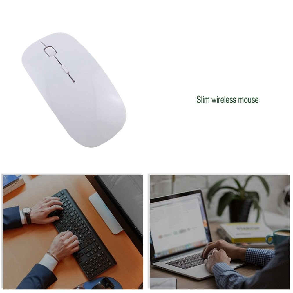 Mouse wireless gaming laptop pc murah slim 2.4Ghz-receiver usb/wireless mouse-Hitam/Putih