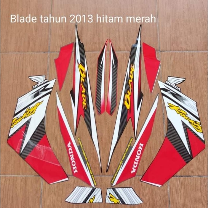 striping sticker standar Honda Blade 2013 hitam merah