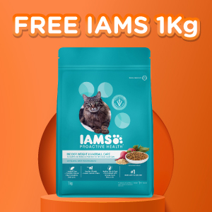 IAMS Healthy Indoor Hairball Adult 1kg Freshpack Iams Indoor Catfood