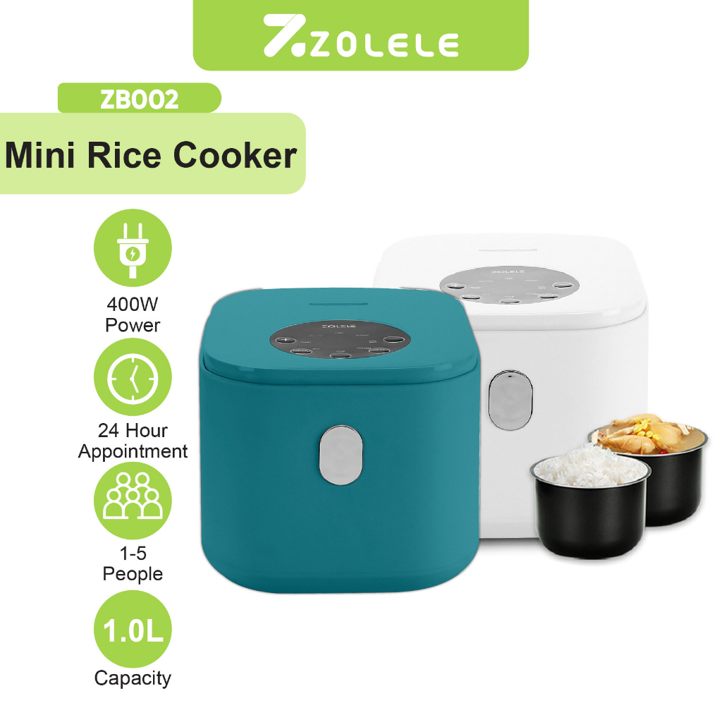 ZOLELE Rice Cooker Mini 24h Fungsi Reservasi Penanak Nasi 2-4 Porsi Multi Non Stick Cooking Pot Portable Non Stick Pressure Ricecooker Kecil Low Watt Steamer Elektrik Listrik ZB002