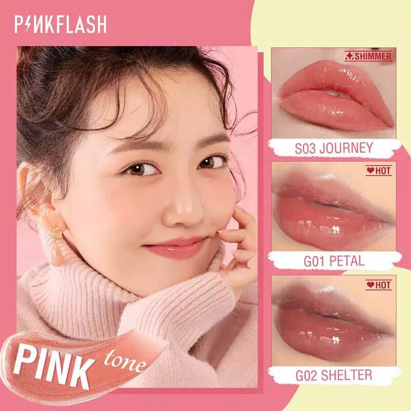 PINKFLASH Lip Gloss OhMyGloss Moisturizing Shine and Shimmer Plumping Lipgloss Lip Care Glasir Bibir