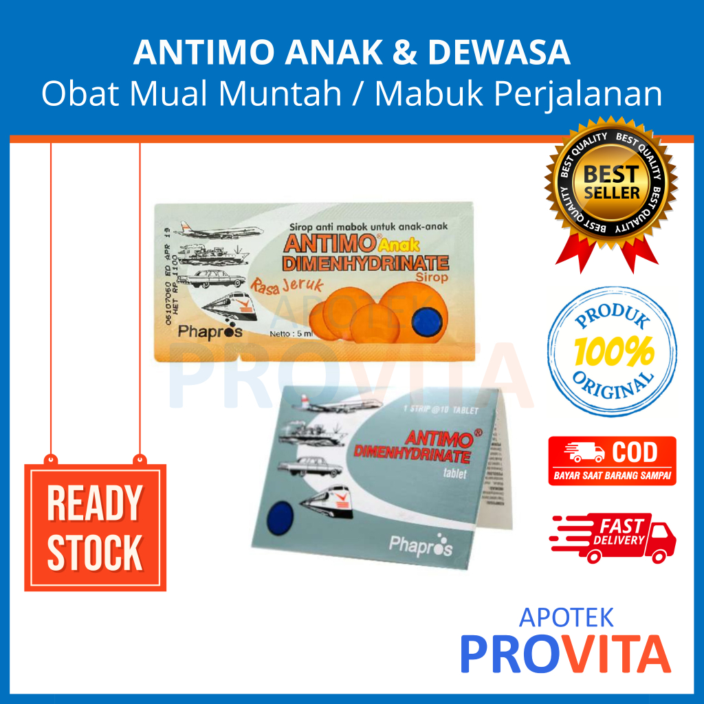 ANTIMO ANAK SACHET RASA JERUK / ANTIMO DEWASA STRIP 10 TABLET - Obat Mual Muntah / Obat Mabuk Perjal