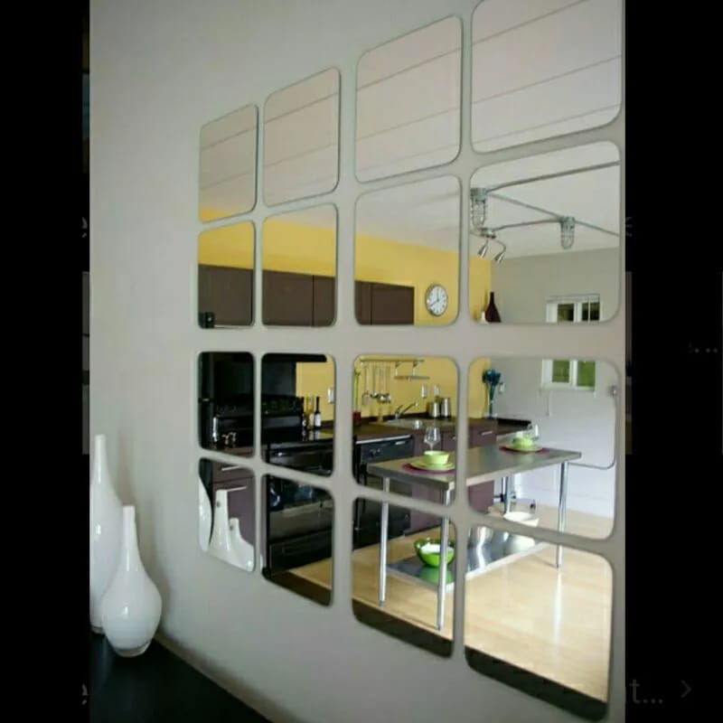 Kaca Cermin Asli Mirror bentuk Persegi Sudut Tumpul