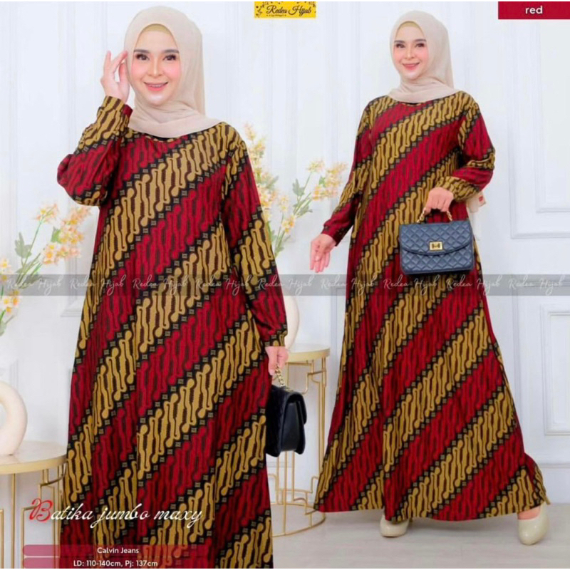 Batika Jumbo maxy - Gamis Wanita Batik Jumbo LD110-125 Calvin Jeans terbaru / 023-7476