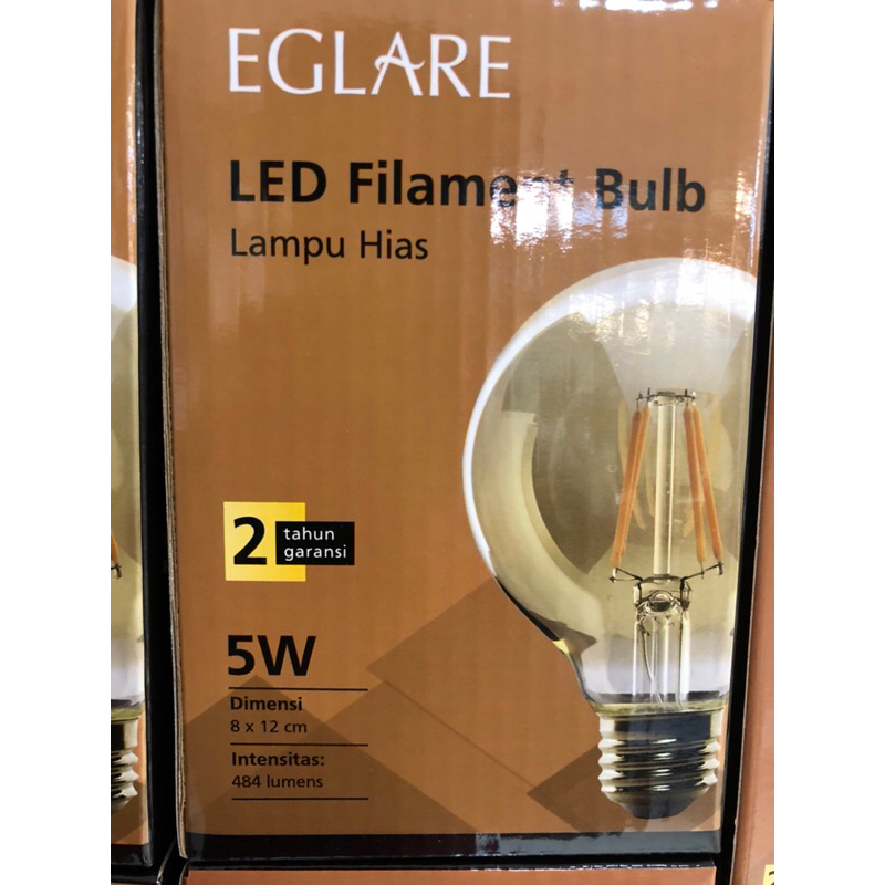 KRISBOW EGLARE BOHLAM LAMPU LED FILLAMEN GLOBE 5W G80 E-27/ACE BULB FILLAMENT GLOBE 5W/ACE BOHLAM LAMPU BERGARANSI/ACE LAMPU KAFE/ACE LAMPU BOHLAM LED VINTAGE