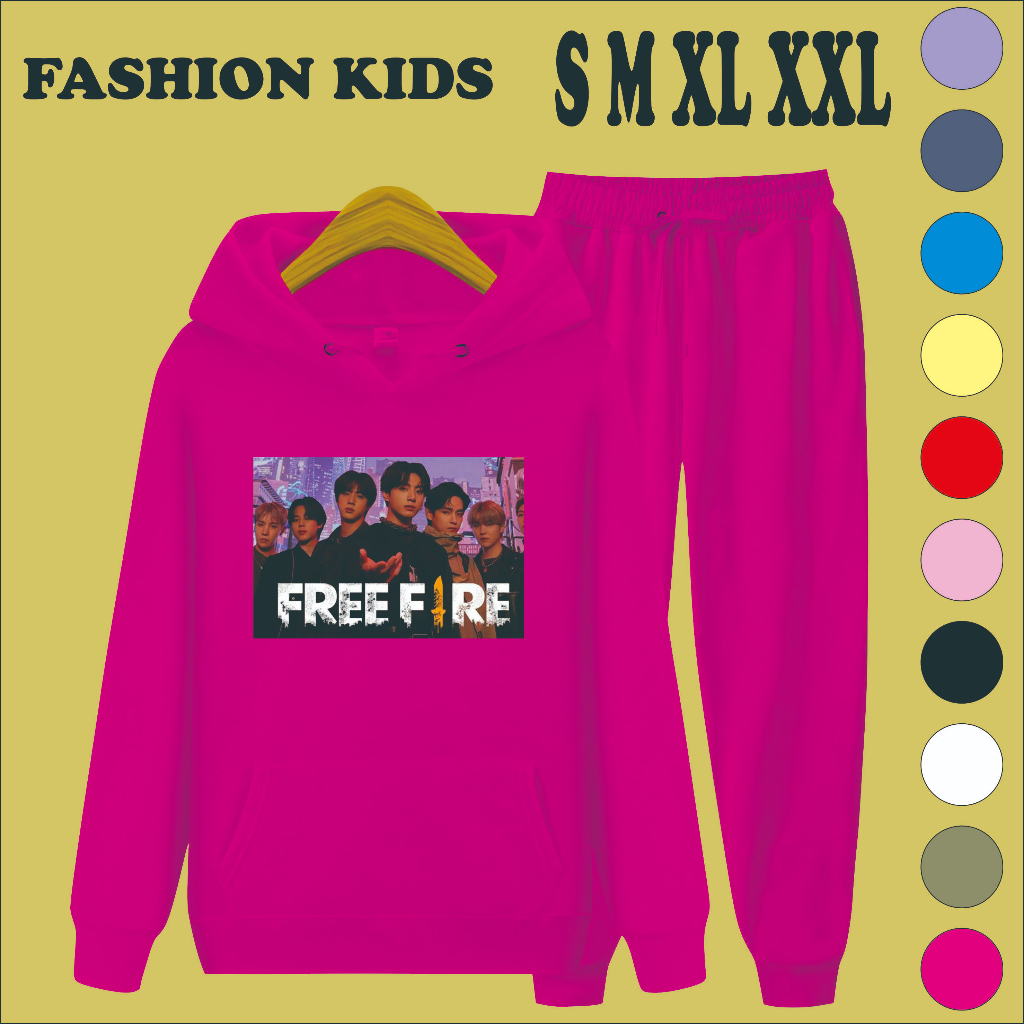 setelan sweater anak perempuan FREE FIRE X BTS / setelan sweater anak laki laki / setelan sweater bt