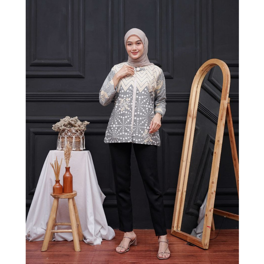 Baju Batik Wanita Modern Atasan Blouse Batik Kerja Kantor Wanita