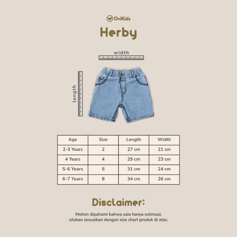 OVI KIDS - HERBY CELANA OVIKIDS - CELANA PENDEK ANAK - CELANA PENDEK OVI KIDS - CELANA JEANS ANAK