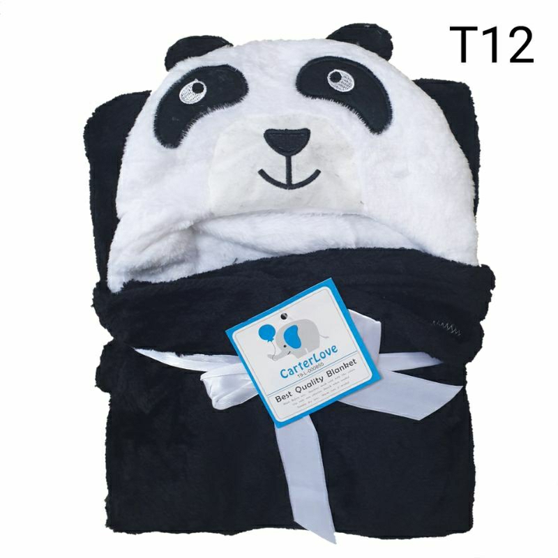 Selimut Bayi Topi Fleece Microfiber Carterlove Jumbo Caracter Animal TOPI Hoodi Blanket Lembut