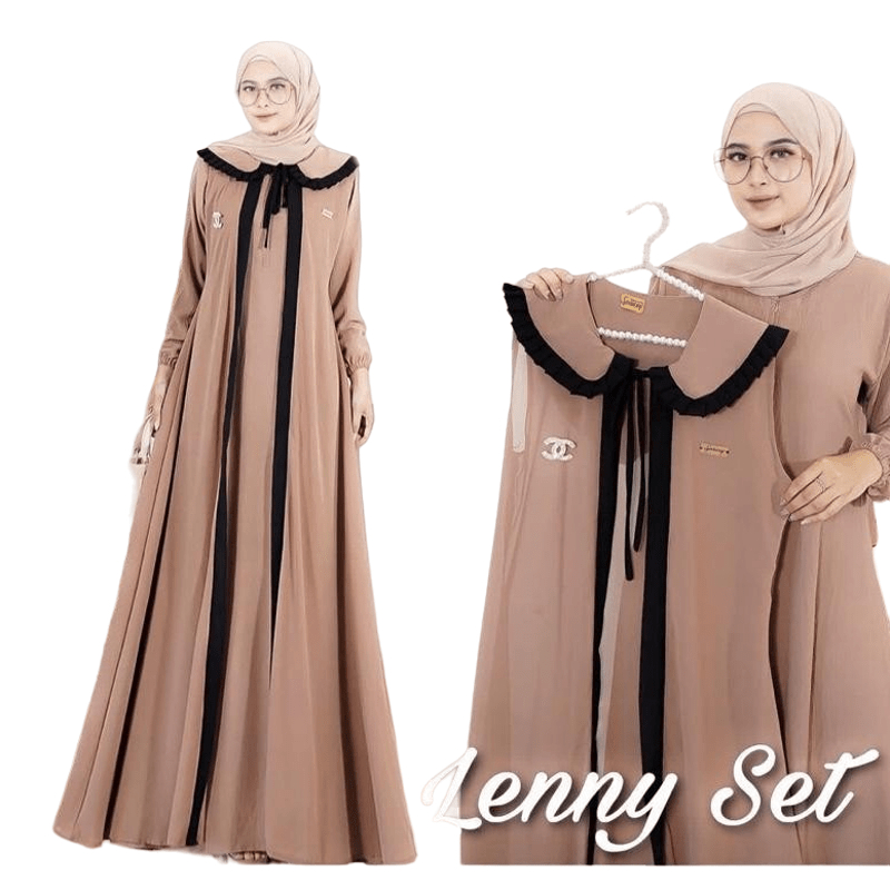 Gamis Terbaru Lenny Set 2 in 1 Dress Shakilla Salju mix Ceruty Babydoll Armani