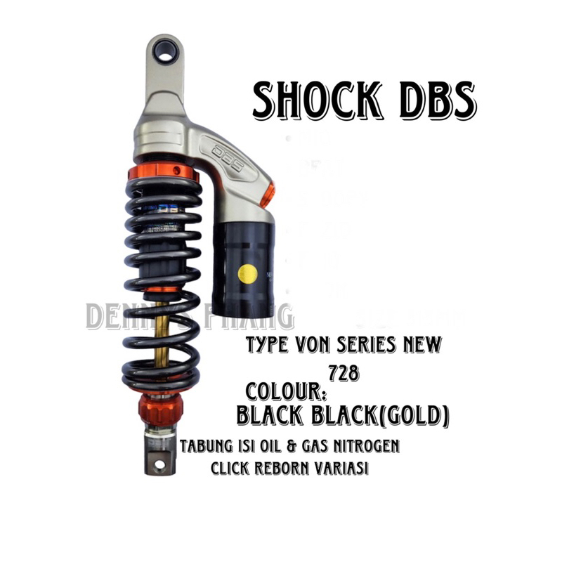 SHOCKBREAKER TABUNG ATAS DBS ORIGINAL TYPE 728 VON SERIES AS GOLD MATIC SINGLE SHOCK BEAT VARIO SCOOPY GENIO LEXI FINO MIO XEON X-RIDE SOUL FAZZIO MIO GEAR MIO J MIO M3 AEROX 125 DLL / SHOCK TABUNG ATAS DBS VON SERIES 728 MOTOR MATIC SINGLE SHOCK