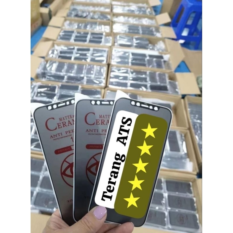 Tempered Glass SPY Matte Film Ceramic 100% Security Anti-Peeping Film Privacy 100% Security Anti Spy Privacy Security Anti-Spy Temper Anti Gores Hitam Gelap Tempered Glass For Type Infinix Hot 11S / Infinix Hot 12 / Hot 12 Play / Hot 30 / Infinix Hot 30i