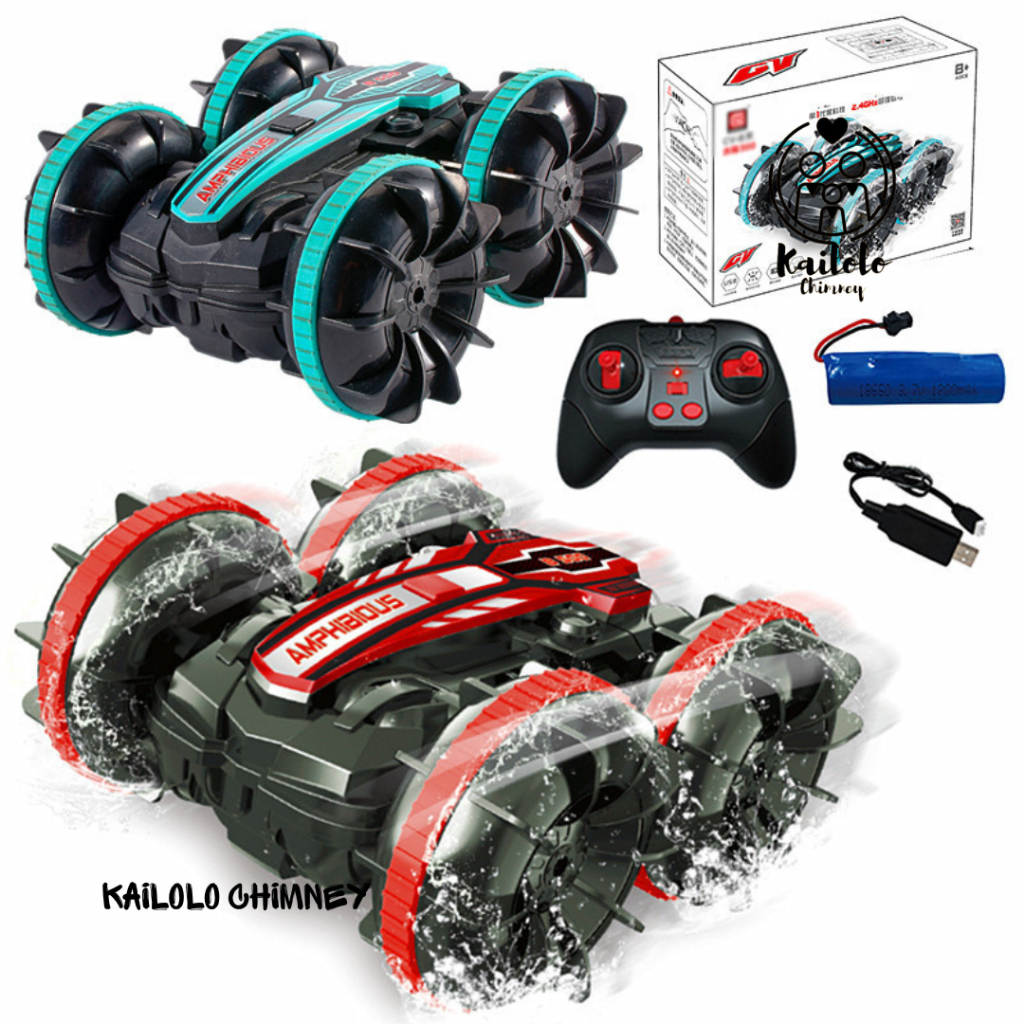Mobil Mainan Anak Remote Control RC Stunt Car Amfibi Anti Air