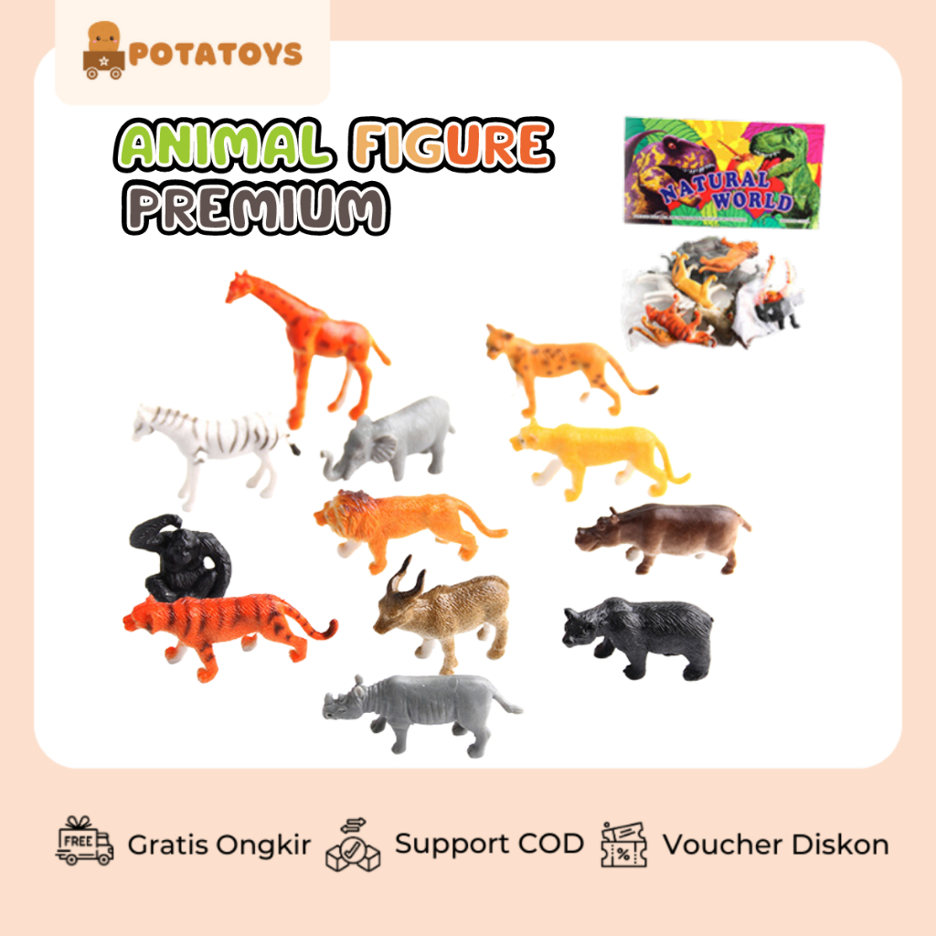 [ Potatoys ] Animal Figure 12 Pcs / Mainan Figur Binatang Set / Dinosaurus Alive / Robot Avengers