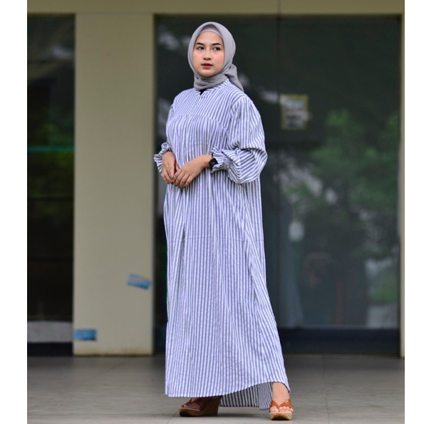 RAABIHA Ameena Longdress | Dress Motif Salur | Dress Wanita Motif