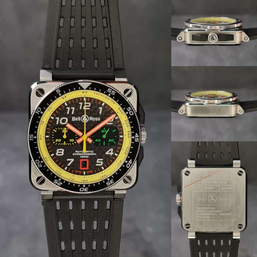 Jam Tangan Pria Bell & Ross Original BR03-94 Automatic Black Gold