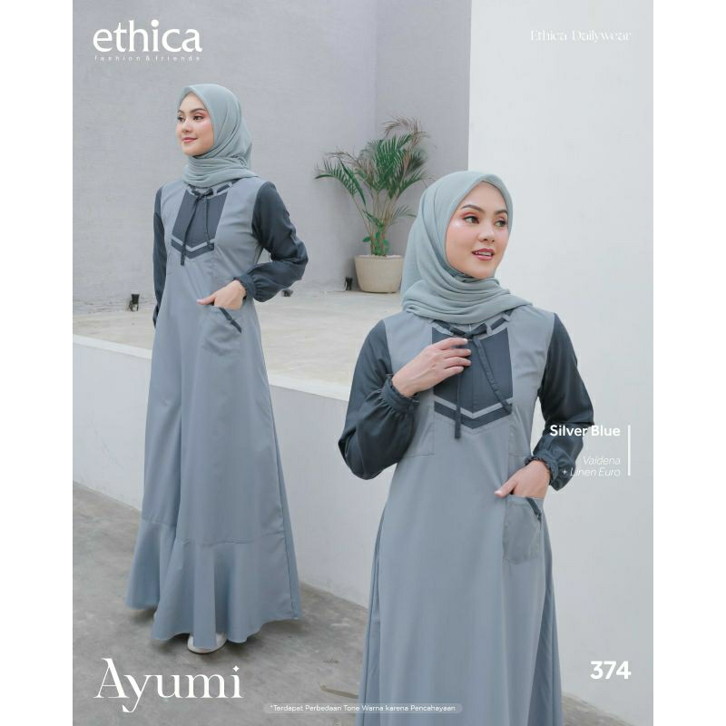 Ethica Ayumi 374 Silver Blue Ethica Ayumi 374 Classic Blue Ethica Ayumi 374 Maroon Baju Muslim Gamis Dress Premium Terbaru Ori Lebaran 2023