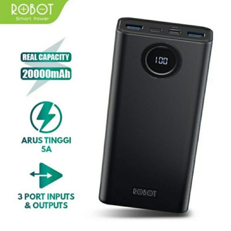 POWER BANK ROBOT  LED 10.000-30.0000 MAH RT-180,RT-190,RT-22,RT-25 GARANSI ORIGINAL