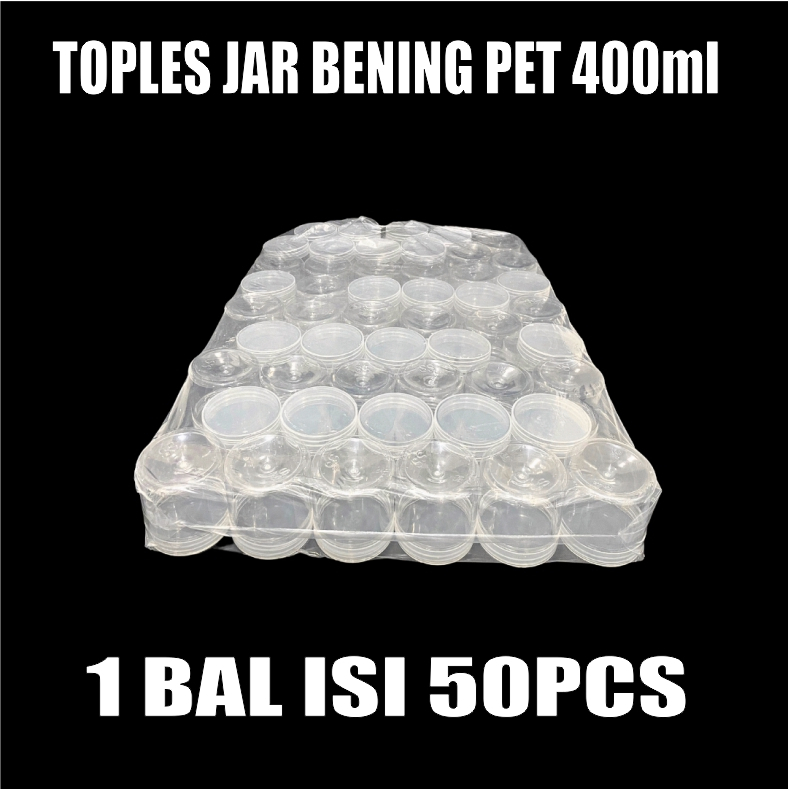 Toples Plastik Jar Silinder Bening Pet 400ml Per Bal Tempat Kue Kering