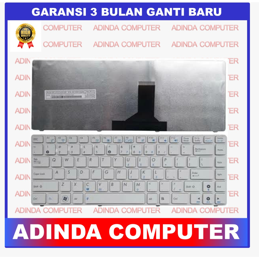 Keyboard Asus K43 P31 P42F P42JC P43 U30 U30j U30JC U30S U31F U31SD U32 U32U U35 U41 U80 UL30AT UL30J UL30JT UL30V UL30VT Putih White