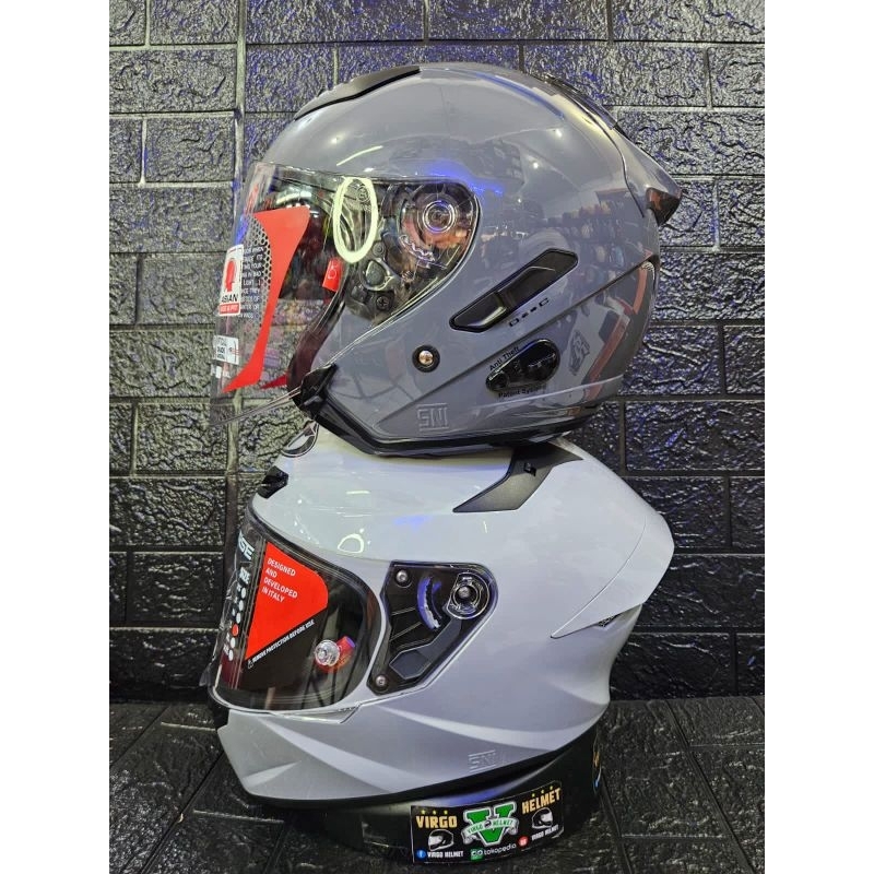 HELM COUPLE KYT TT-COURSE ASHPAL GREY GLOSSY+ KYT GALAXY GORILA GREY GLOSSY