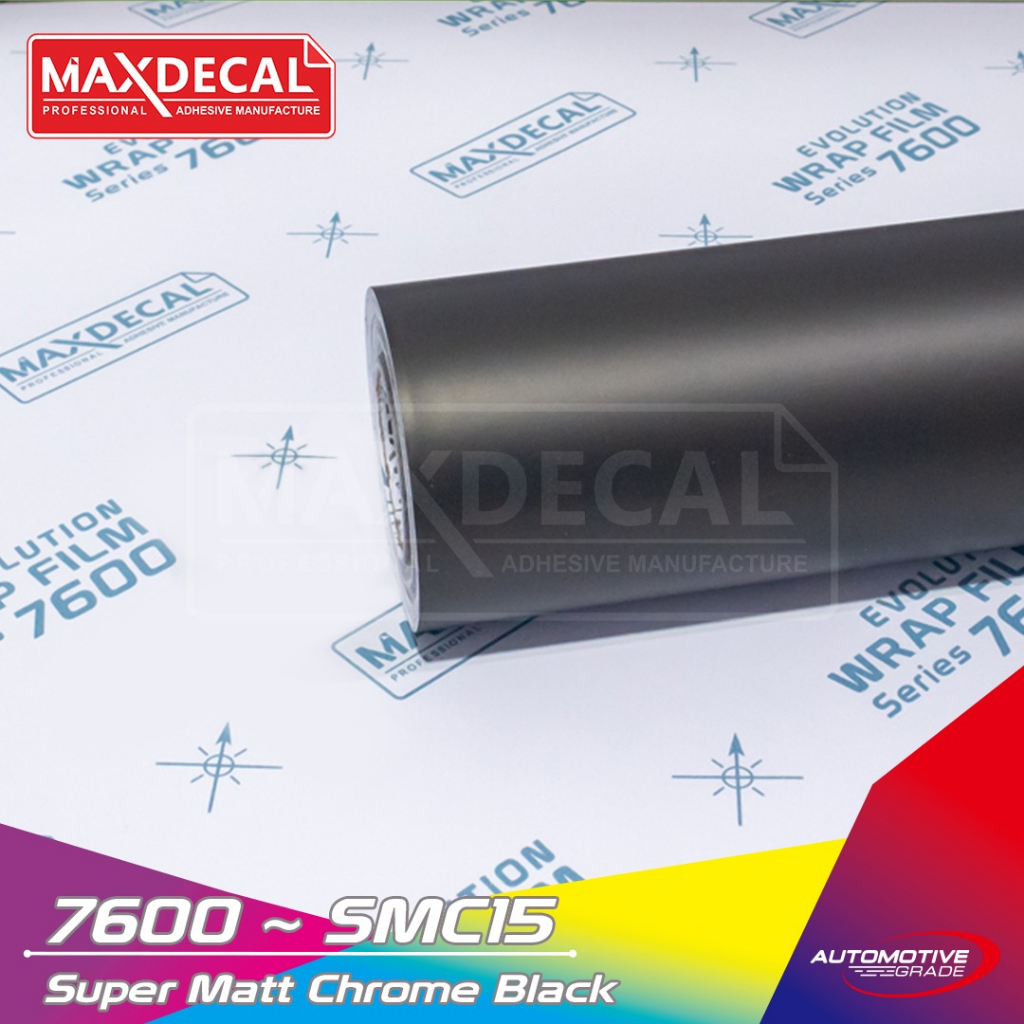 [50cm x 9m] MAXDECAL 7600 SMC15 BLACK Super Matt Chrome Doff Premium Wrap Film Satin Look