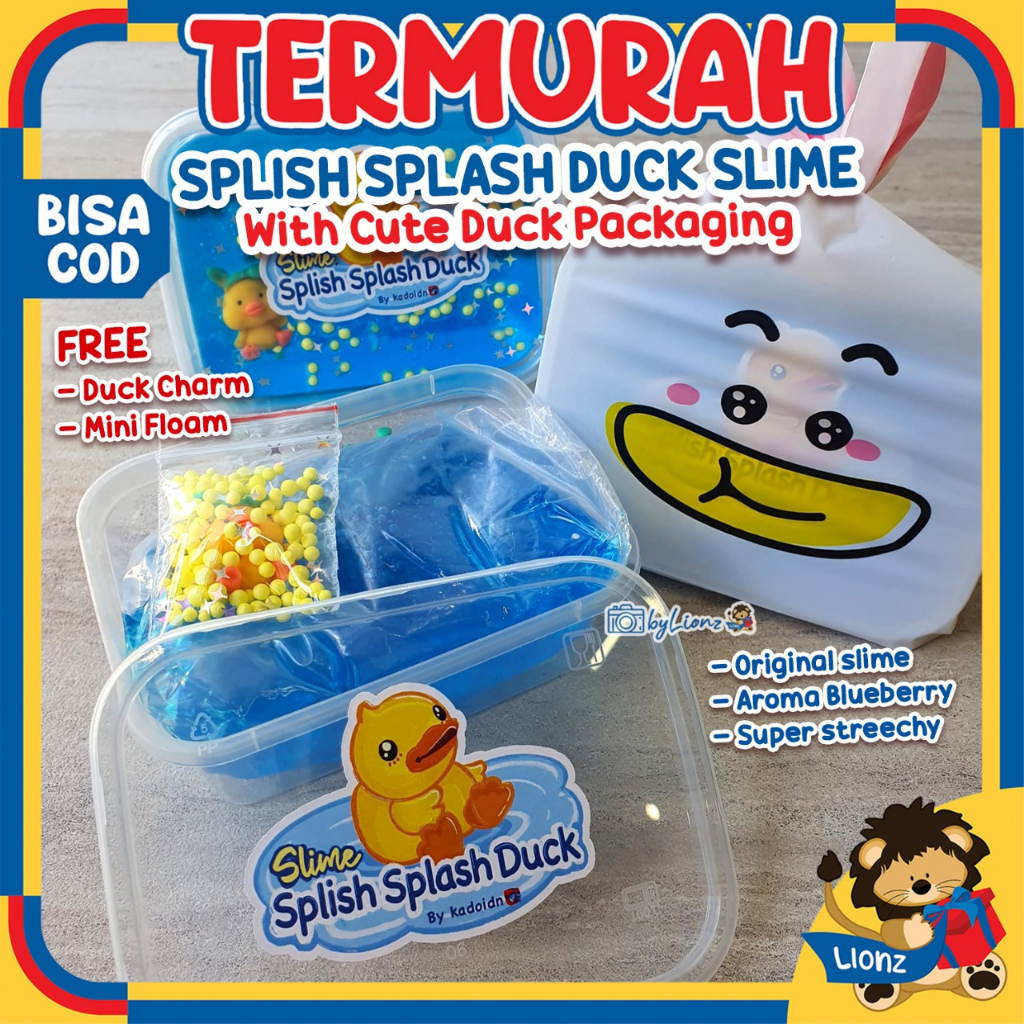 Slime pinky duck / slime bebek / slime original dengan packing bebek unik by kado.idn