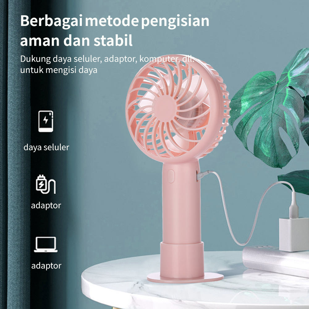 Kipas Angin Mini Portable Rechargeable Fan 3-Speed Kipas Angin Genggam Bisa Phone Stand