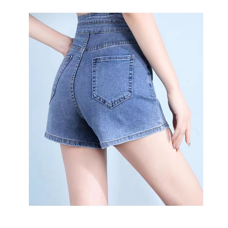 Celana jeans wanita kekinian Celana pendek denim pinggang tinggi hotpants cewek stretch jeans OOTD highwaist short pants korean style wanita