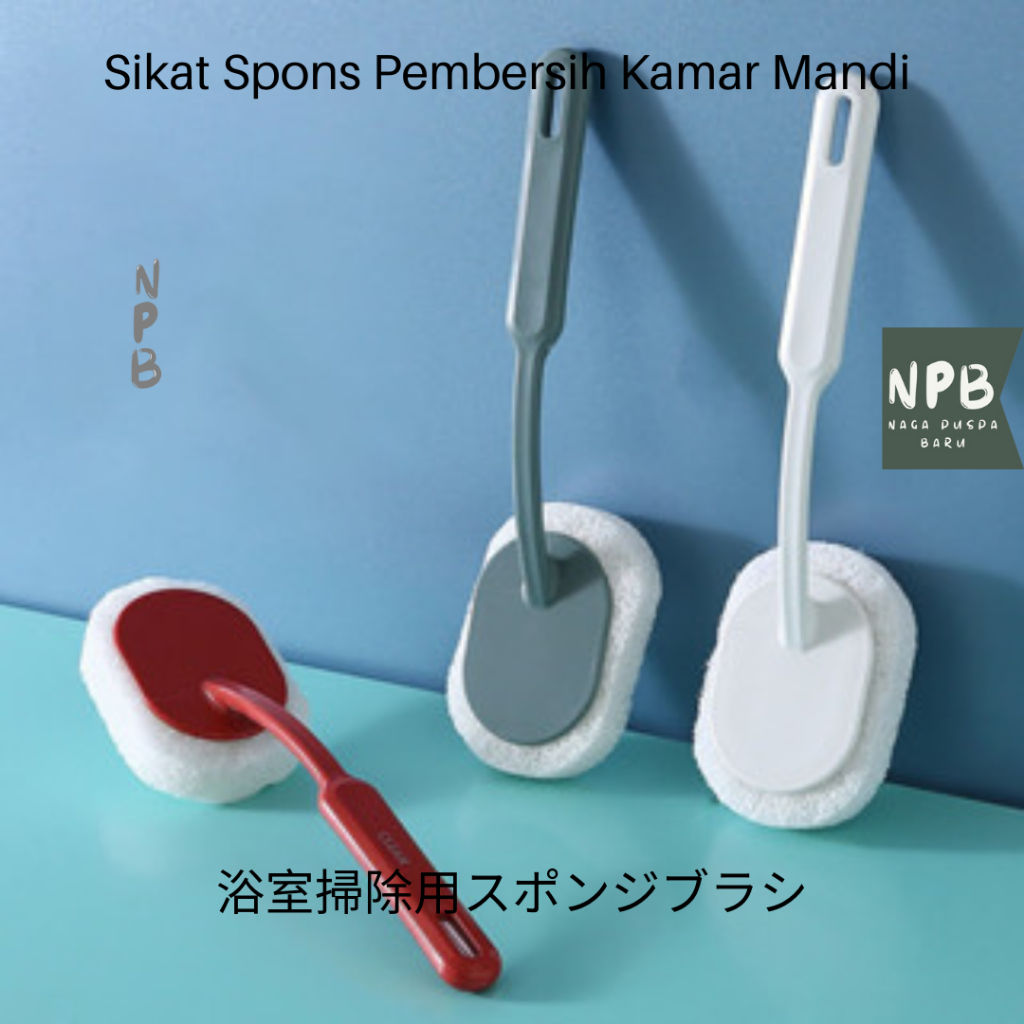 Sikat Spons Pembersih Kamar Mandi Gagang Panjang Plastik Multifungsi