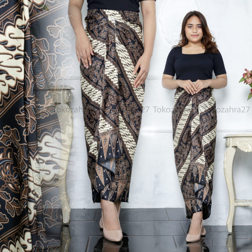 Rok Rempel Batik Pinggang Karet Jumbo Kondangan Motif Tumpal