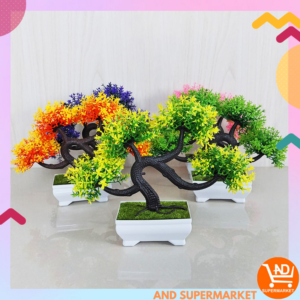 Tanaman Bonsai Hias Pot Tanaman Bunga Hias Plastik Dekorasi Rumah Artificial Flowers Tanaman Palsu Bunga Hias PBP05