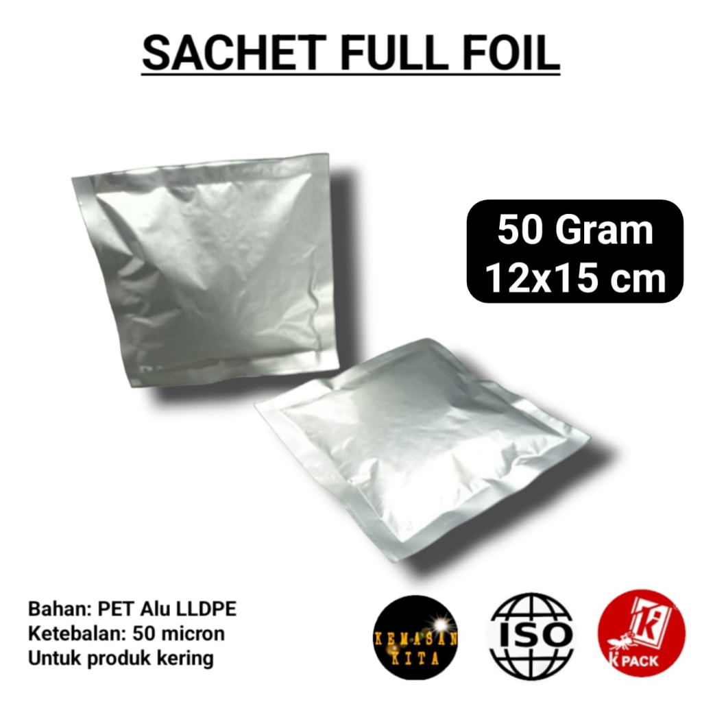 Kemasan Sachet Full Aluminium Foil Silver 50 Gram