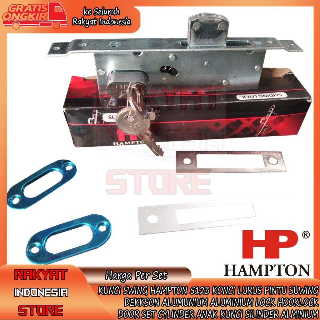SET KUNCI SWING HAMPTON 5123 KONCI LURUS PINTU LIDAH SUWING HP ALUMUNIUM ALUMINIUM LOCK HOOKLOCK DOO