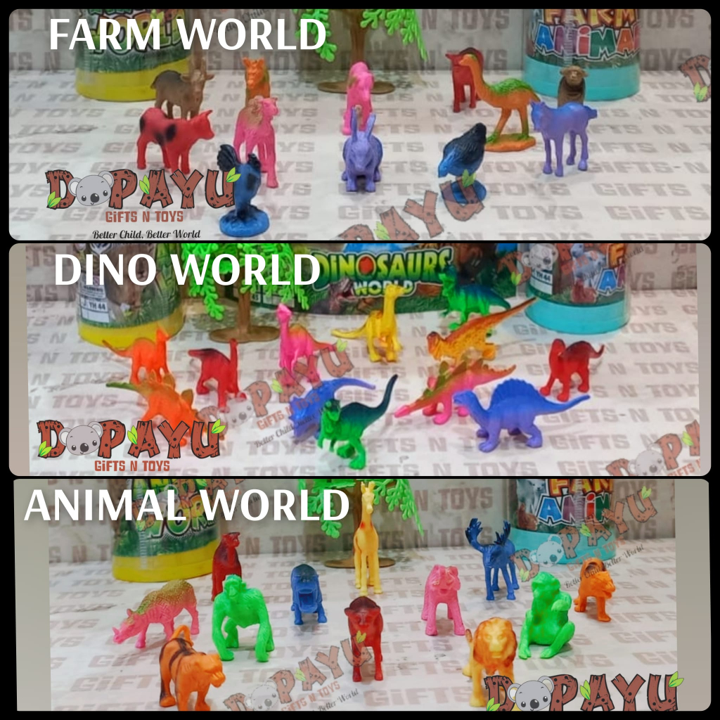 MAINAN SET MINIATUR HEWAN ANIMAL DINO FARM WORLD YH44