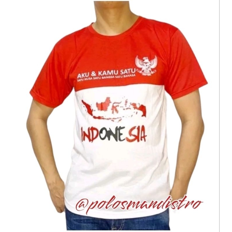 Kaos Pendek panjang Kaos Putih Merah HUT Kemerdekaan RI Kaos indonesia