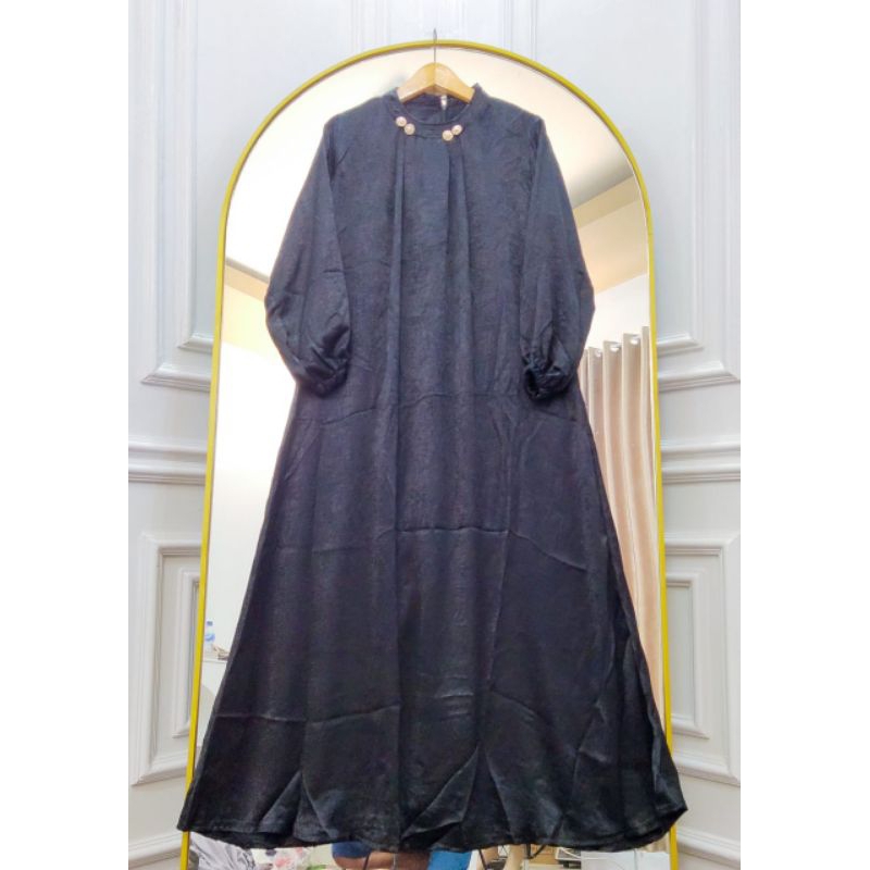 ANDINI DRESS SANTORINI SILK POLOS AKSEN MANIK MUTIARA