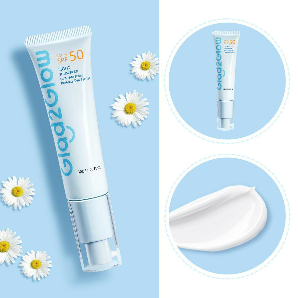 [FULL SIZE] Glad2Glow Light Sunscreen Gel UV SPF50 PA+++ 30g | Oil-Control Facial Sunscreen Sunblock UVA UVB Sun Protection