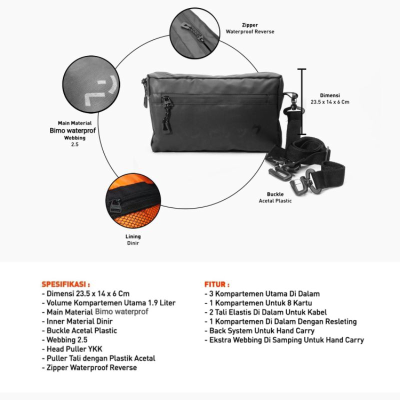 Selempang pria wanita anti air - Handbag pria wanita,clutch bag