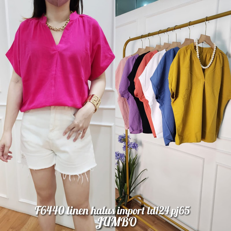 blouse / blus / atasan wanita LD124 jumbo bahan linen f6440